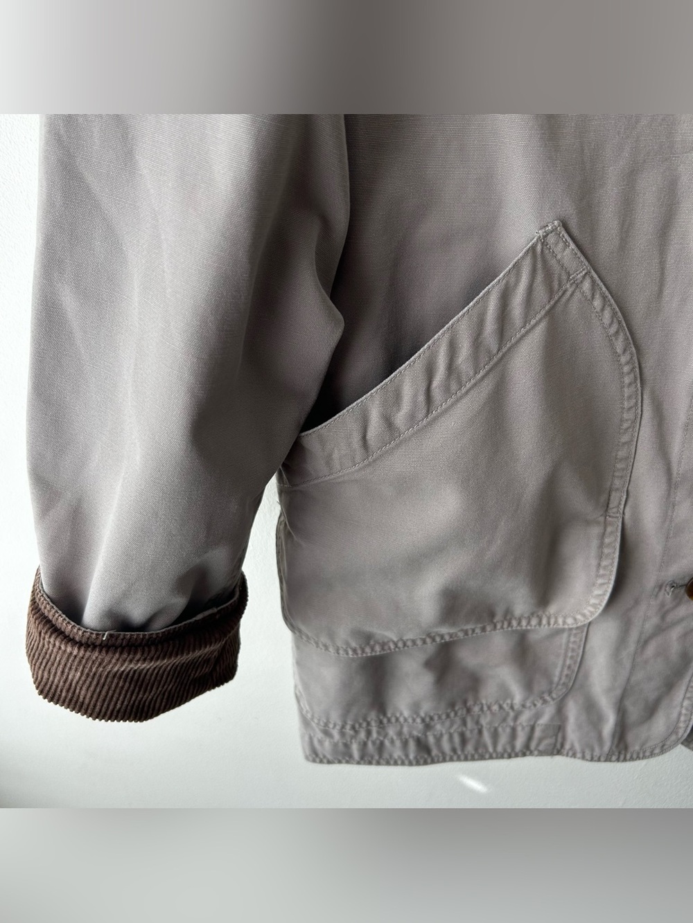 Vintage Lands End Barn Chore Workwear Jacket Coat Corduroy Collar Flannel Lined - Picture 4 of 8